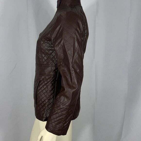 NWT Harve Bernard Women's Textured Quilted Jacket Chocolate Brown Small - Picture 7 of 14